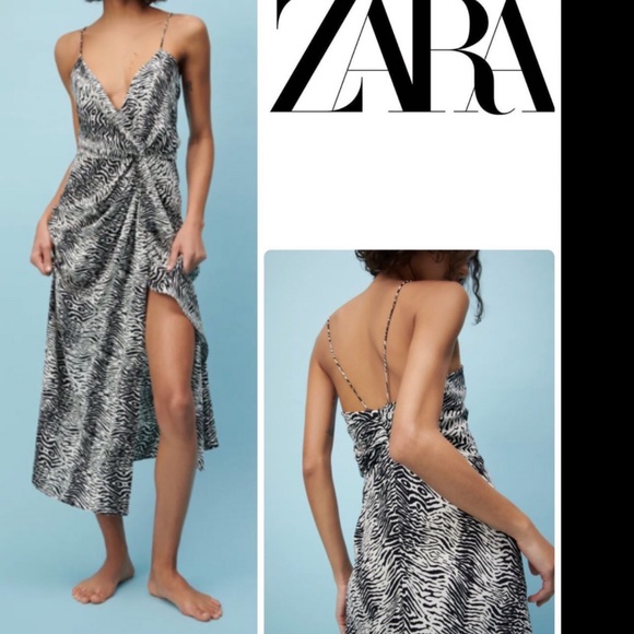 Zara Dresses Zara Printed Dress With Draping Poshmark